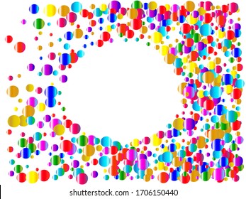 Abstract confetti isolated on white background. Vector illustration. Geometric particles. Red, green, yellow, blue, golden, pink, orange and violet circles for anniversary or other festive event.