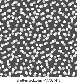 Abstract confetti monochrome seamless pattern. Grey bokeh vector background.