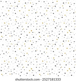 Abstract Confetti Seamless Pattern. Dotted Spotted texture festive gold Black colors background. Carnival Christmas Holiday Birthday party illustration. Template for wrapping paper package textile 