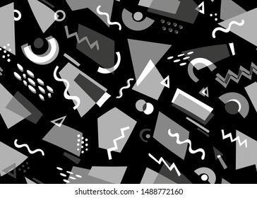 Abstract Confetti shapes seamless pattern. Vector illustration background. For print, textile, web, home decor, fashion, surface, graphic design