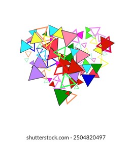 Abstract confetti vector pattern.  A fun and festive pattern with pastel colored triangle confetti on a white background.