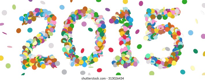 Abstract Confetti Year Date - 2015 - Colorful Panorama Vector Illustration with Colored Chads Particle