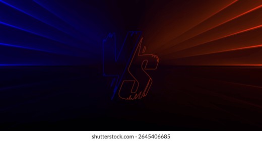 Abstract confrontation of neon lines shine red and blue for gaming background.