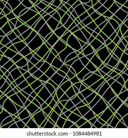 Abstract confusing lines dark seamless pattern. Vector illustration.