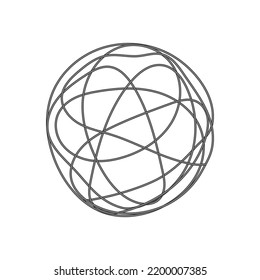 Abstract confusing texture from a ball shaped wire. Random chaotic lines. Vector illustration.