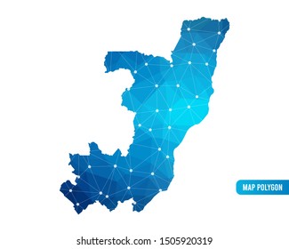 Abstract Congo Map geometric rumpled triangular low poly style gradient graphic on white background , line dots polygonal design for your . Vector illustration eps 10