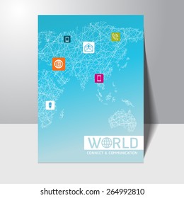 Abstract connect and communication internet world map concept Brochure Flyer design vector template