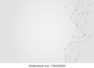 Líneas abstractas y puntos de conexión, fondo poligonal, diseño de conexión de tecnología, ilustrador vectorial