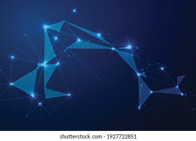 Puntos de conexión abstractos, fondo poligonal. Tecnología de alta tecnología conectando el concepto de diseño de datos digitales, ilustración vectorial