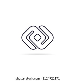abstract connect infinity chain cube logo element concept with gradient color. minimal design symbol vector illustration.