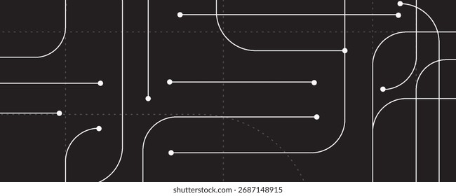 Circuito Abstractas de líneas y puntos de conexión, fondo gráfico de tecnología simple, tecnología de red de diseño de Vectores y concepto de conexión.