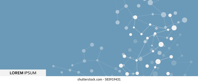 Abstract connect molecule banner. Science structure illustration.
