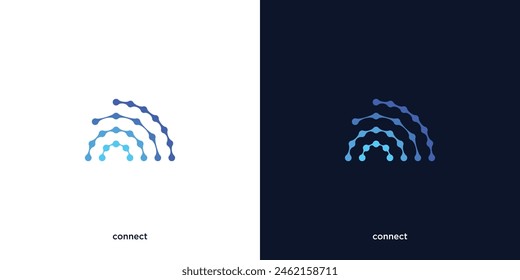 Diseño Abstractas del logotipo de la señal de conexión. Círculo de puntos conectado como Ilustración vectorial de diseño de logotipo de red.