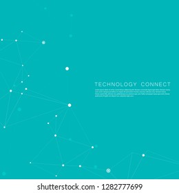 Abstract connect technology with polygonal shapes on blue background. Vector design.