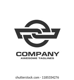 abstract connected bold circle lines logo concept