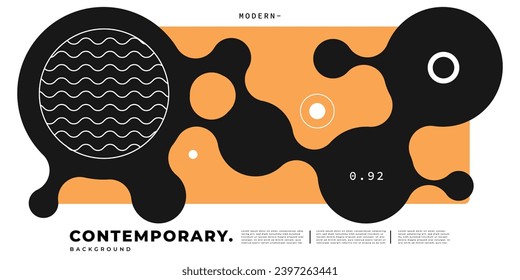 Abstract connected circle shape modern background. Fluid and dynamic backdrop template. Melting shape background. Contemporary exhibition poster design.