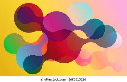 Antecedentes de banner vectorial de círculos conectados abstractos. Formas geométricas de fluido líquido. Diseño moderno. Formas de banner de líquido dinámico. Diseño minimo con curvas. Varios colores de plantilla moderna.