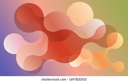 Abstract connected circles vector banner background. Geometric liquid fluid shapes. Modern design. Dynamic fluid banner shapes. Minimal curvy design. Various colors modern template.