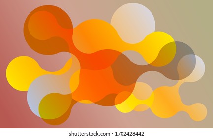 Abstract connected circles vector banner background. Geometric liquid fluid shapes. Modern design. Dynamic fluid banner shapes. Minimal curvy design. Various colors modern template.