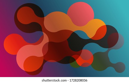 Abstract connected circles vector banner background. Geometric liquid fluid shapes. Modern design. Dynamic fluid banner shapes. Minimal curvy design. Various colors modern template.
