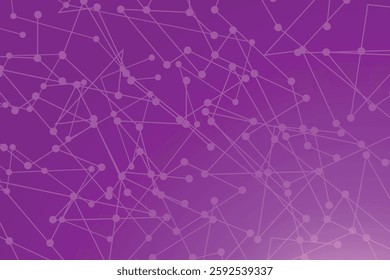 "Abstract Connected Dots and Lines Network on Purple Gradient Background – Futuristic Technology Concept"