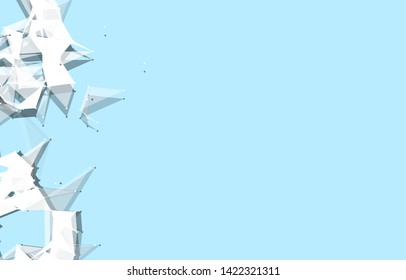 Abstract connected dots and lines on white background. Communication and technology network concept with moving lines and dots. - Illustration