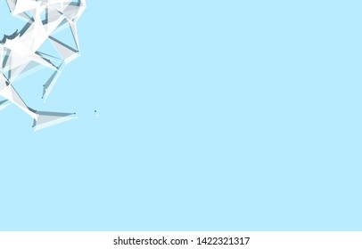Abstract connected dots and lines on white background. Communication and technology network concept with moving lines and dots. - Illustration