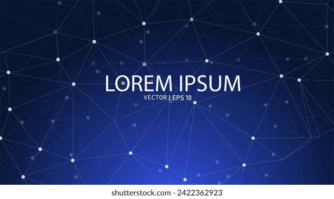 Abstract connected dots and lines on a blue background. Science, Hitech, molecular, futuristic technology, digital technology concept. Suitable for banner, backdrop, presentation, crypto