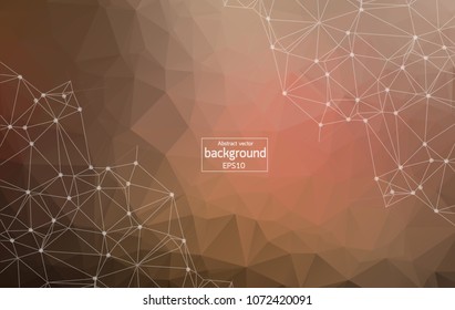 Abstract connected dots on bright brown background. Technology concept