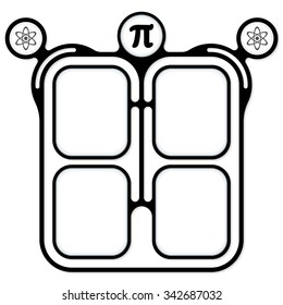 Abstract connected frames for your text and a pi symbol