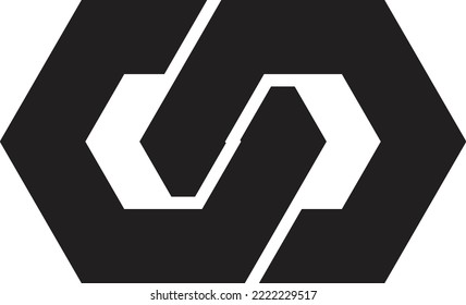 Abstract connected hexagon logo illustration in trendy and minimal style isolated on background