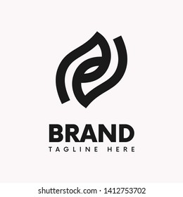 Abstract connected letter P and J logo template