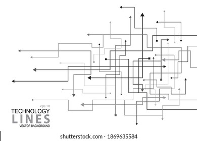 Abstract connected lines and arrows. Network and Connection concept, Circuit technology background with hi-tech digital data connection system and computer electronic design. vector background