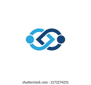 Abstract Connected People logo. Togetherness symbol. Community concept. Creative hub. Social connection icon. Vector logo design template