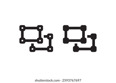 Abstract connected squares icon with nodes Vector