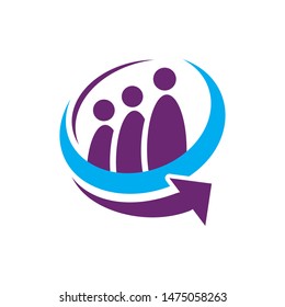 abstract connected unity people community logo design vector illustrations