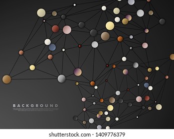 Abstract connecting CIRCLE and lines. Connection science background. Vector illustration