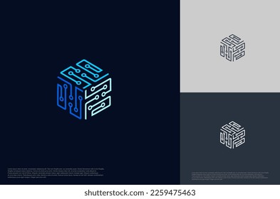 Abstract connecting circuit netrwork technology. Vector logo designs template.