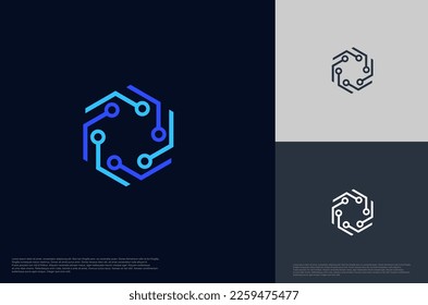 Abstract connecting circuit netrwork technology. Vector logo designs template.