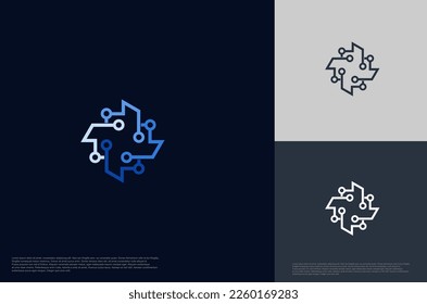 Abstract connecting circuit technology logo designs template, symbol template