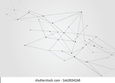 Fondo de líneas y puntos de conexión abstractos, concepto de datos digitales de conexión de tecnología, ilustrador vectorial