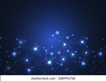 Abstract connecting dots and lines. Connection science background. Vector illustration
