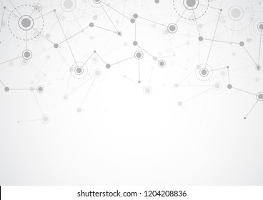 Puntos de conexión abstractos y líneas. Antecedentes de la ciencia de la conexión. Ilustración del vector