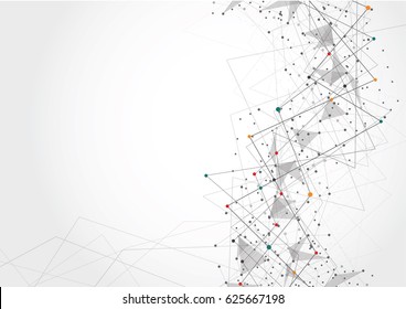 Abstract connecting dots and lines. Connection technology science background.