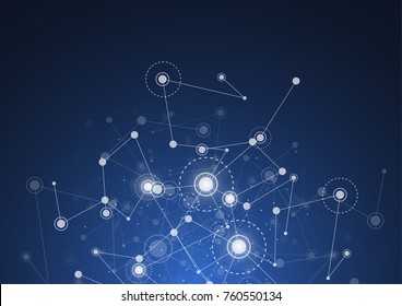 Abstract connecting dots and lines. Connection science background. Vector illustration