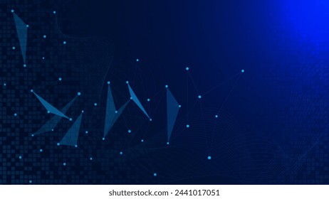 Puntos y líneas de conexión abstractos y píxel digital. Tecnología digital, conexión de red global y fondo de concepto de comunicación. Ilustración vectorial.