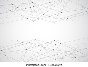 Abstract connecting dots and lines with geometric background. Modern technology connection science, Polygonal structure background. Vector illustration
