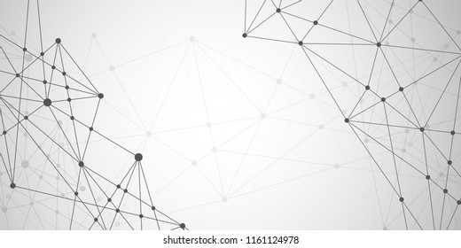 Abstract connecting dots and lines with geometric background. Modern technology connection science, Polygonal structure background. Vector illustration