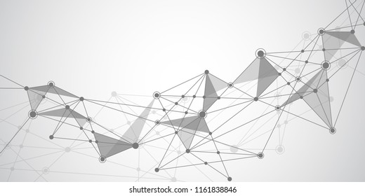 Abstract connecting dots and lines with geometric background. Modern technology connection science, Polygonal structure background. Vector illustration