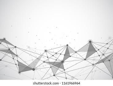 Abstract connecting dots and lines with geometric background. Modern technology connection science, Polygonal structure background. Vector illustration